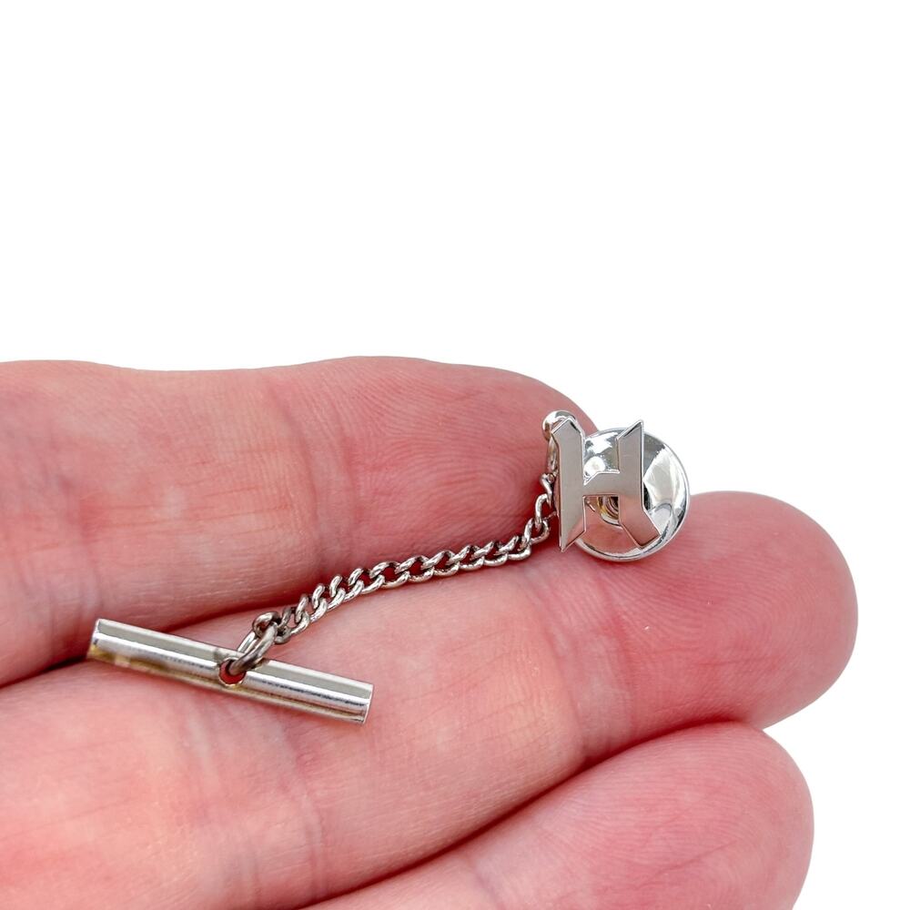 Vintage Sterling Silver 925 Personalized H Tie Tack Pin
